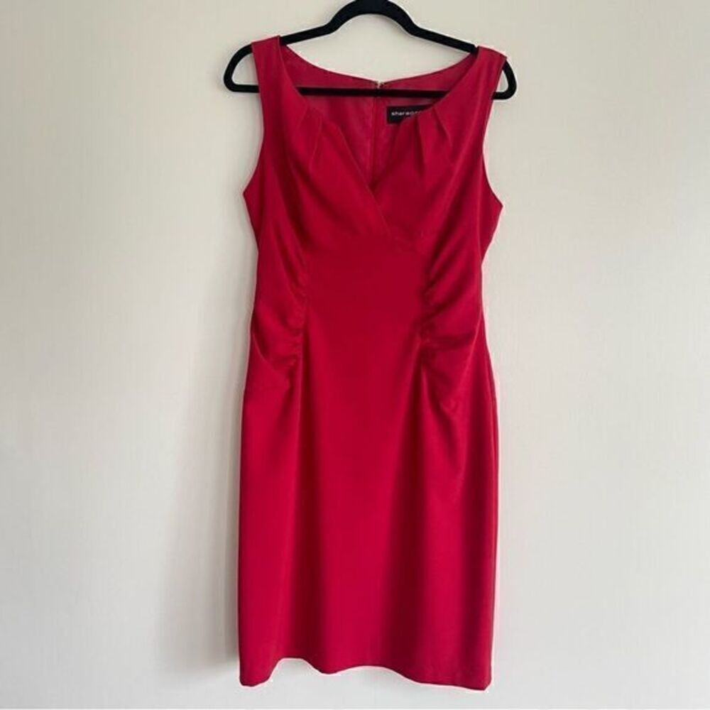 Sharagano Vintage RED Sleeveless Sexy Ruched Dress Women’s Size 10